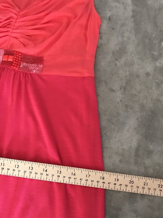 Boden Maxi Dress Womens 8 Beaded Pink Coral Lyocell Ruched Resort Vacation - Picture 11 of 16